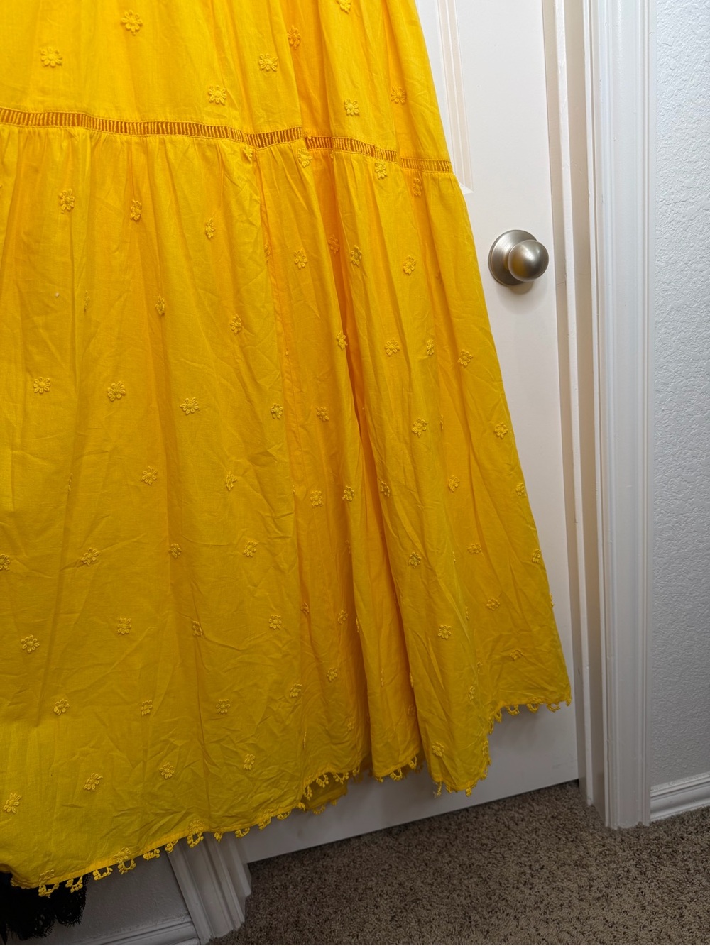 FARM Rio Yellow 3D Flowers Midi Dress Size Medium - Picture 4 of 7